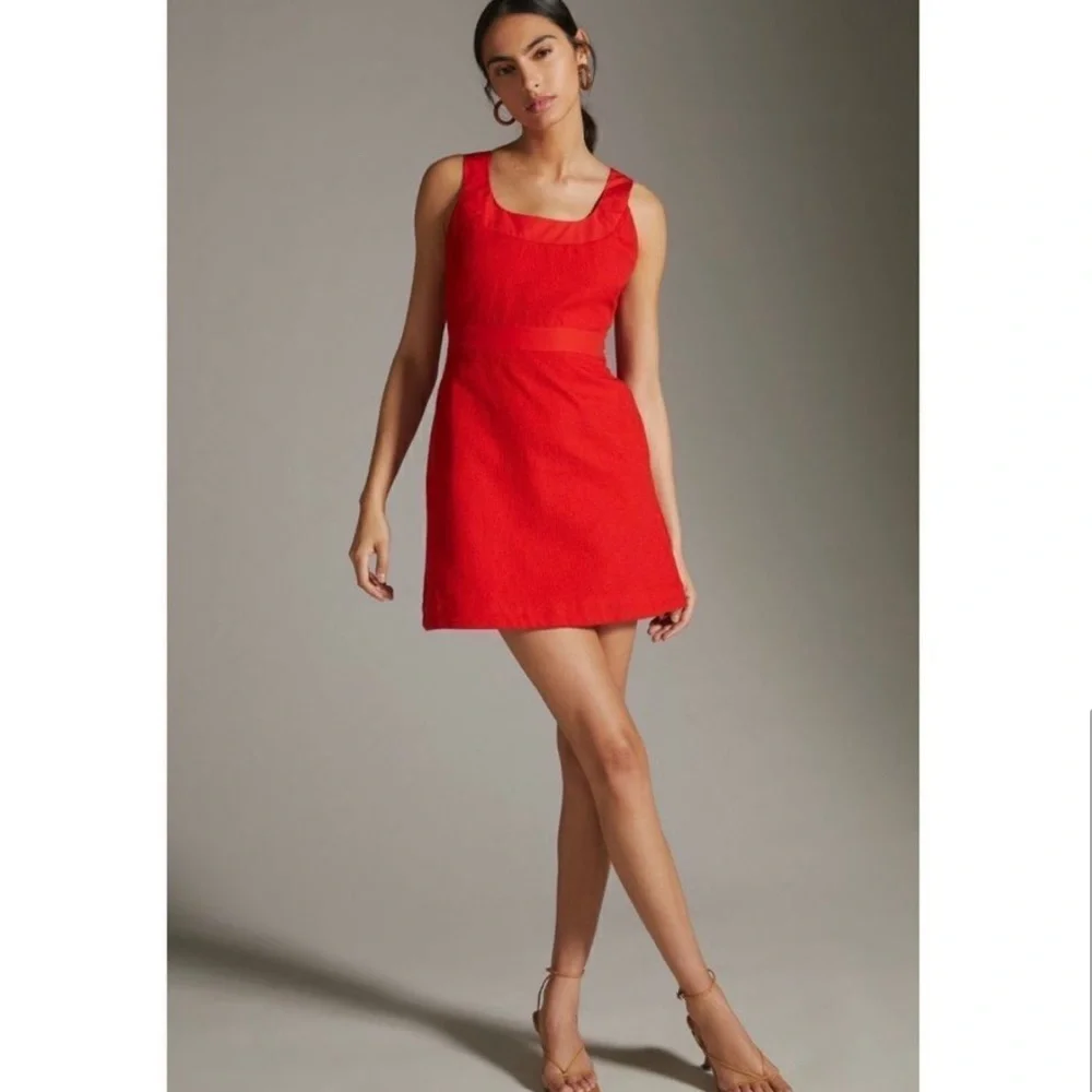 NWT Anthropologie - Maeve Red Sleeveless Scoopneck Mini Dress - Picture 10 of 10